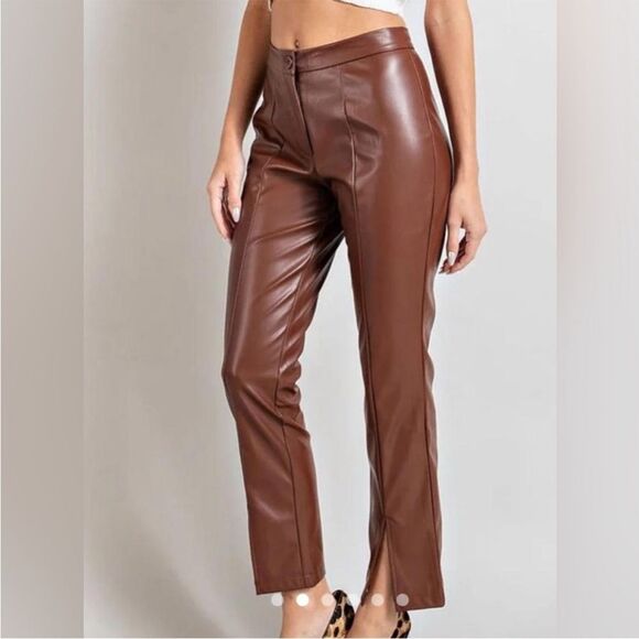 Wildfox Women's Princess Seams Split Hem Faux Leather Pants Size Small NEW - Picture 2 of 8